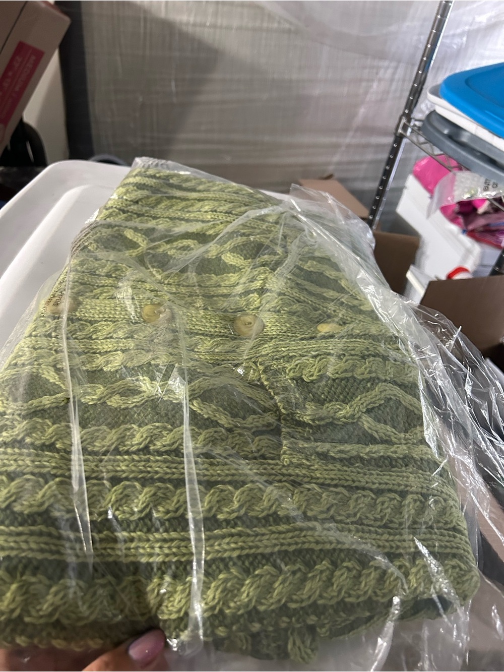Aran Crafts Light Green Merino Wool Cable Knit Sweater - Picture 8 of 14